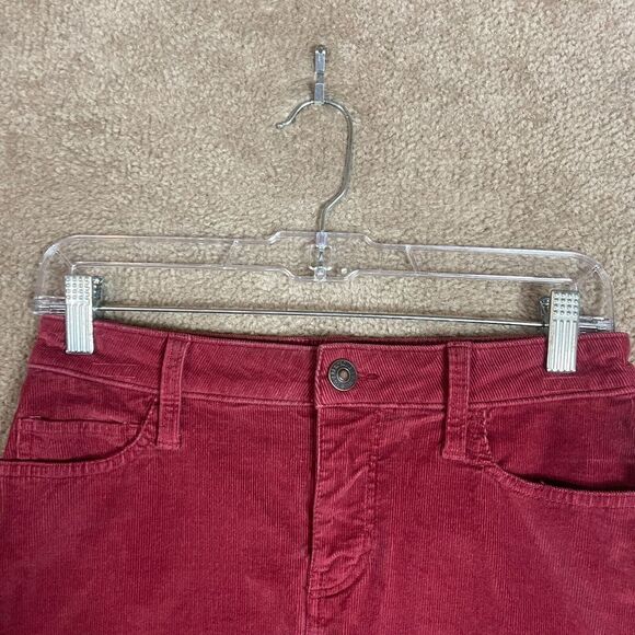 Abercrombie & Fitch Mini Skirt Women Size 00 Red Stretch Corduroy Raw Hem Casual - Picture 2 of 9